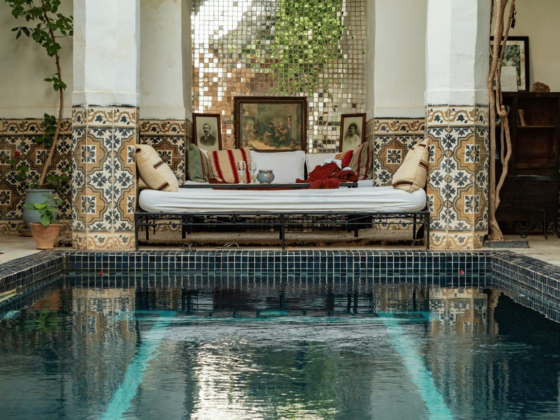 A private riad courtyard and plunge pool, Marrakech